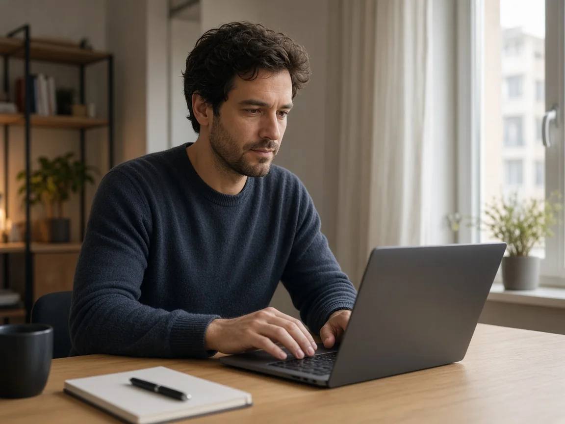 Customer support specialist working at a bright modern desk with a large monitor
